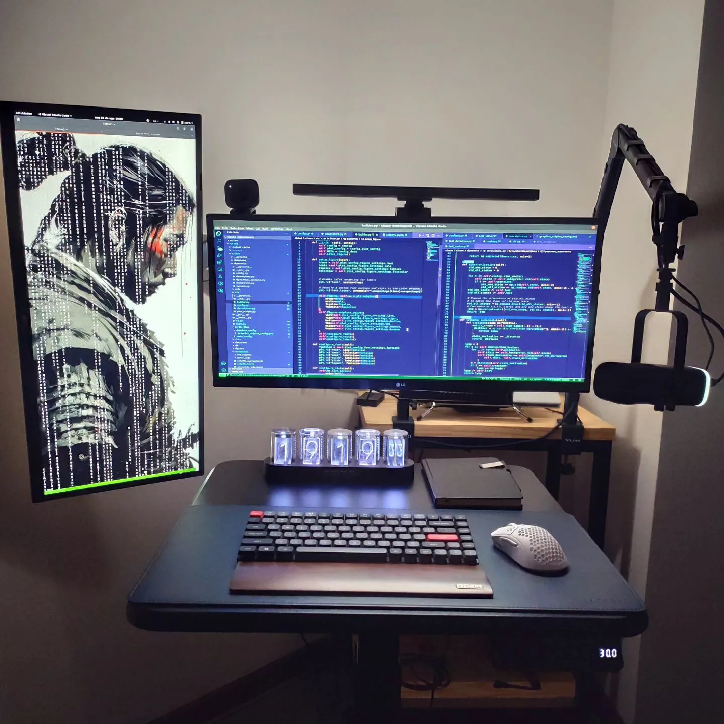 Desk setup with monitor and keyboard